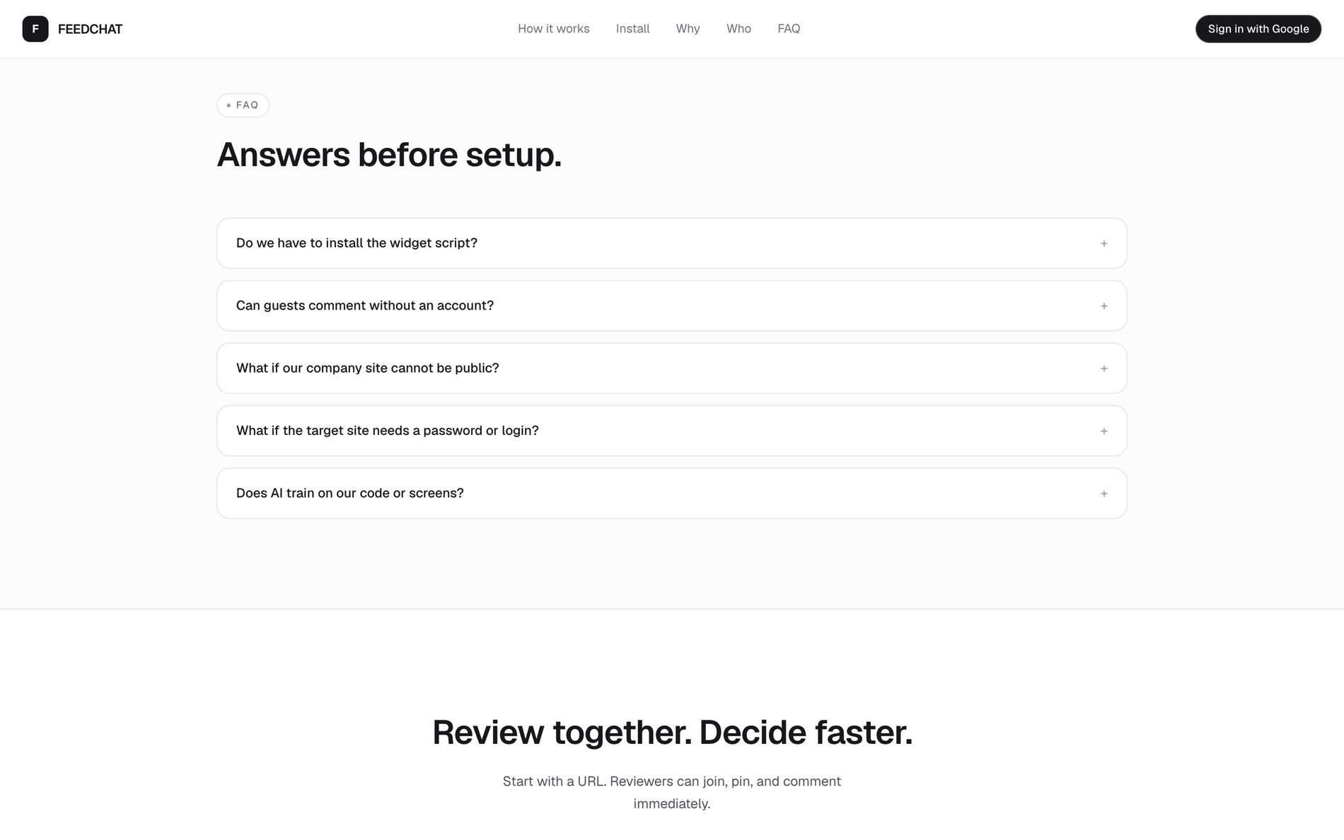 FAQ accordion